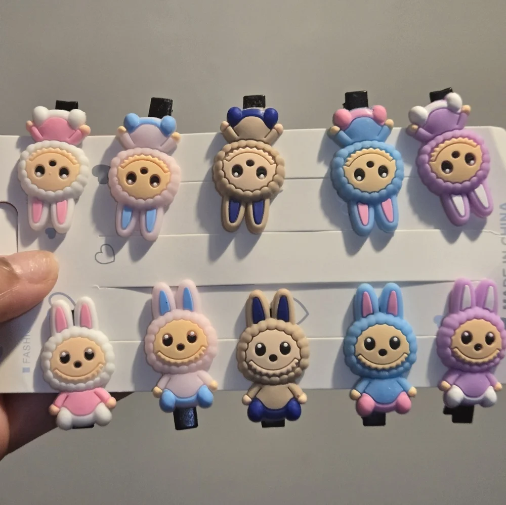 5 Sets Of Cute Labubu Hair Clips - Multicolor